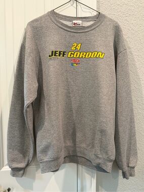 Chase Authentics Gray Crewneck Sweatshirt with Yellow Jeff Gordon Graphic